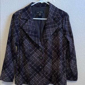Brandon Thomas Black and White Plaid Blazer